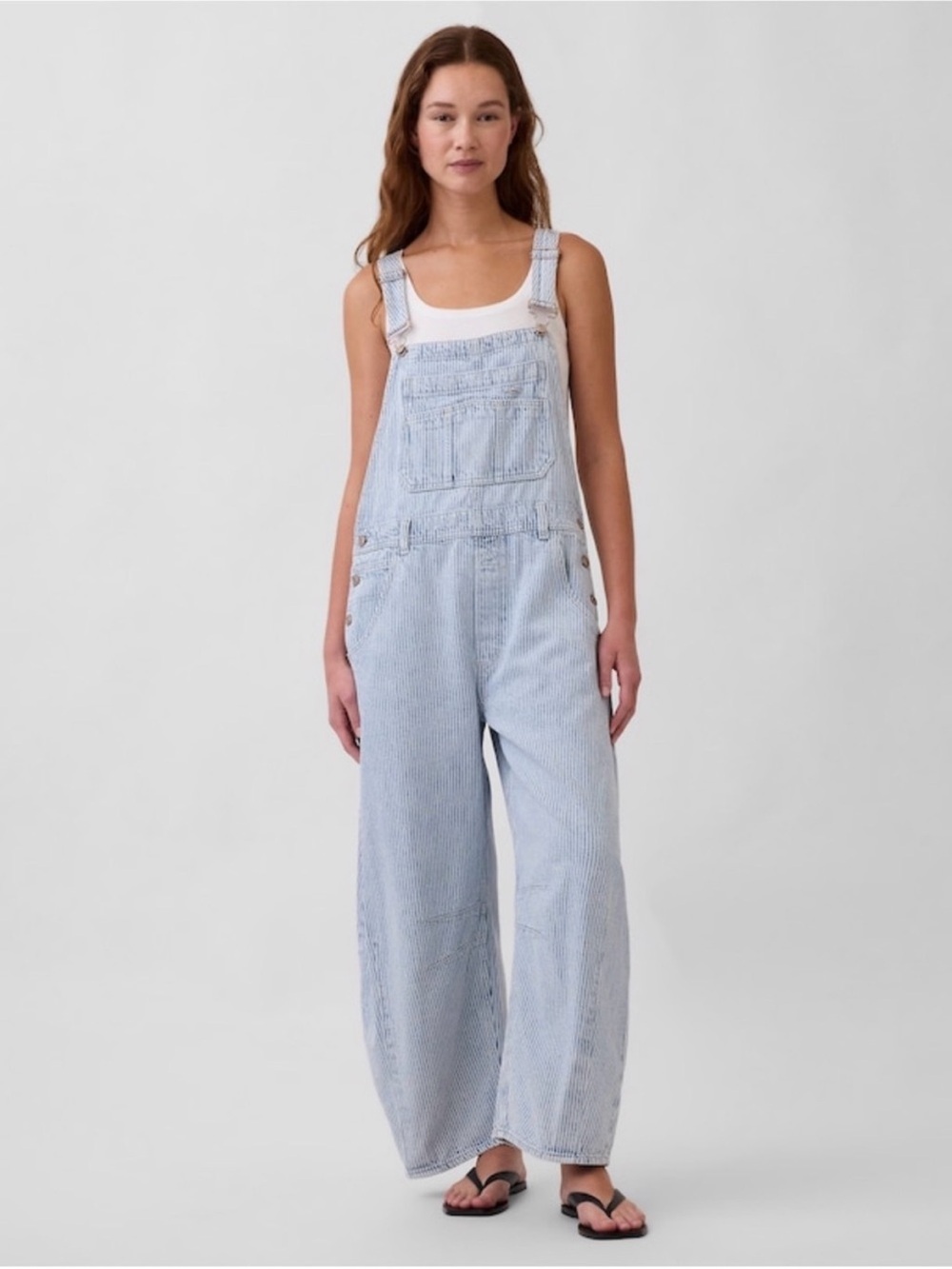 💙GAP RAILROAD STRIPE HORSESHOE BARREL OVERALL-MT-NWOT💙